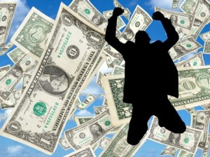 Money man jumping