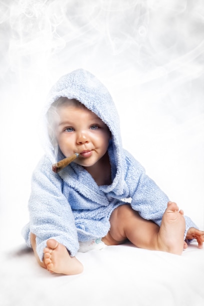 baby smoking cigarette