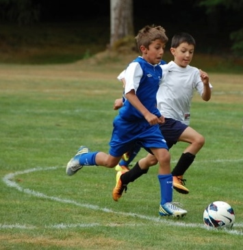 hugo playing soccer