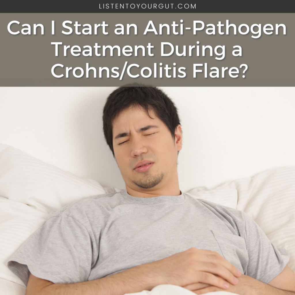 Can i start an anti-pathogen treatment during a crohns/colitis flare?